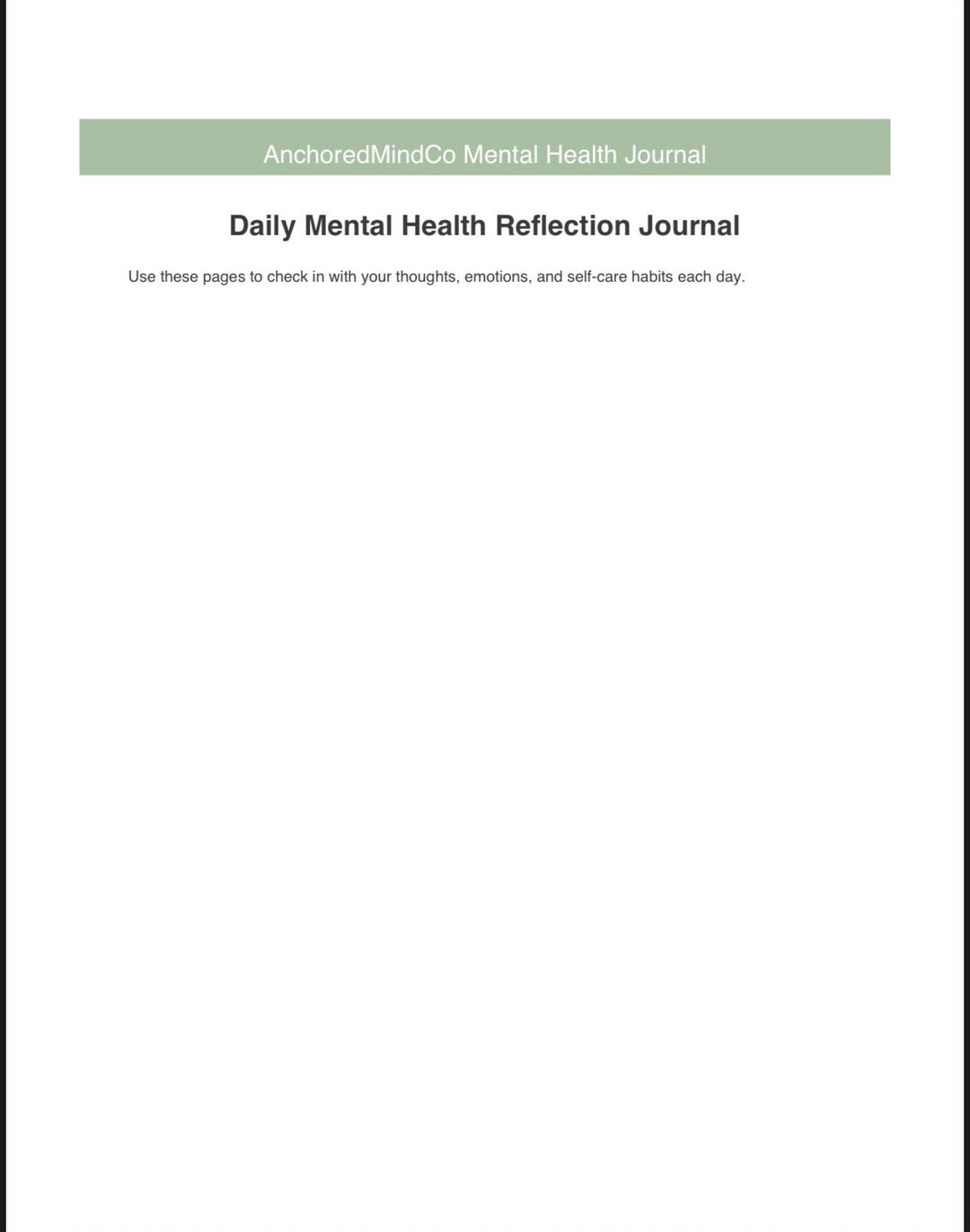 Daily Mental Health Journal | Therapy Reflection Workbook | Self Care ...