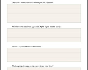 Trauma Response Worksheet | Fight Flight Freeze Fawn Therapy Tool (Printable PDF)