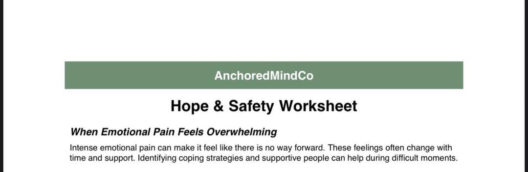 Suicide Prevention Safety Worksheet | Reasons to Stay Alive | Crisis ...