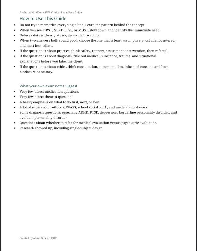 LCSW MSW Exam Prep Guide | ASWB Study Strategies | 31 Page Study Guide ...