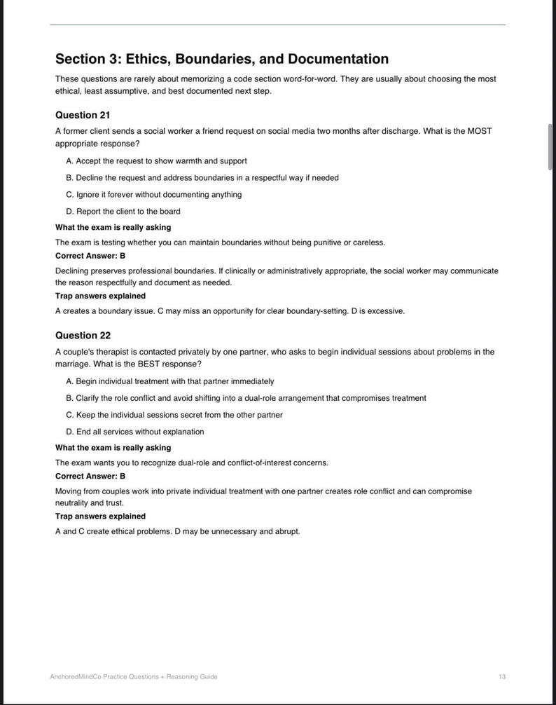 Msw Interview Questions ASWB LCSW MSW Practice Questions Guide | 100 Scenario-based Questions ...