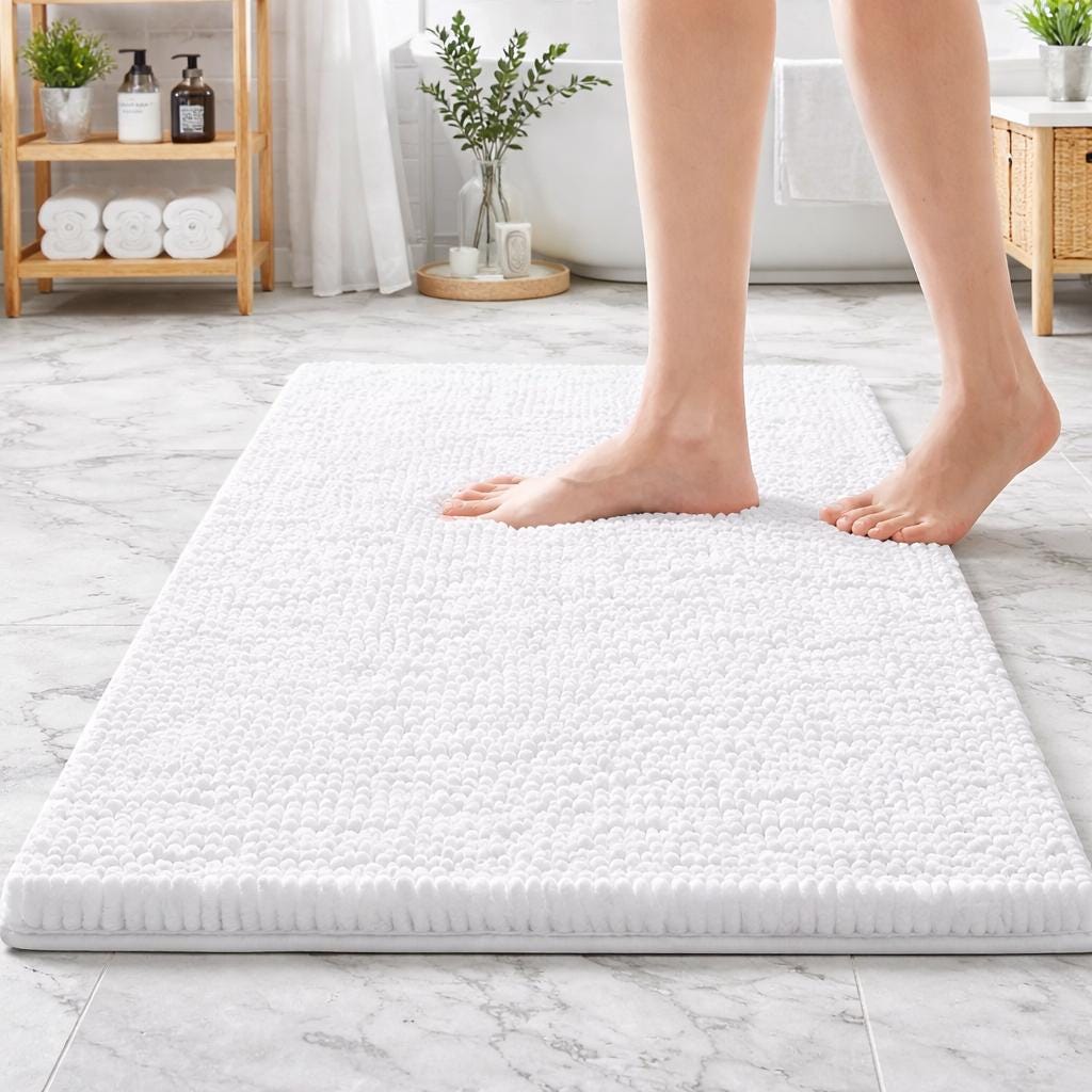 Tapis de salle de bain en chenille Olanly | Tapis de douche en microfibre douce et antidérapante