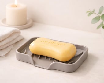 Jabonera de silicona con desagüe / Bandeja antideslizante para fregadero, diseño inclinado.