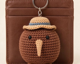 Bedel gehaakte kiwihoed, sleutelhanger Australisch tropisch fruit, accessoire strandtas zomer