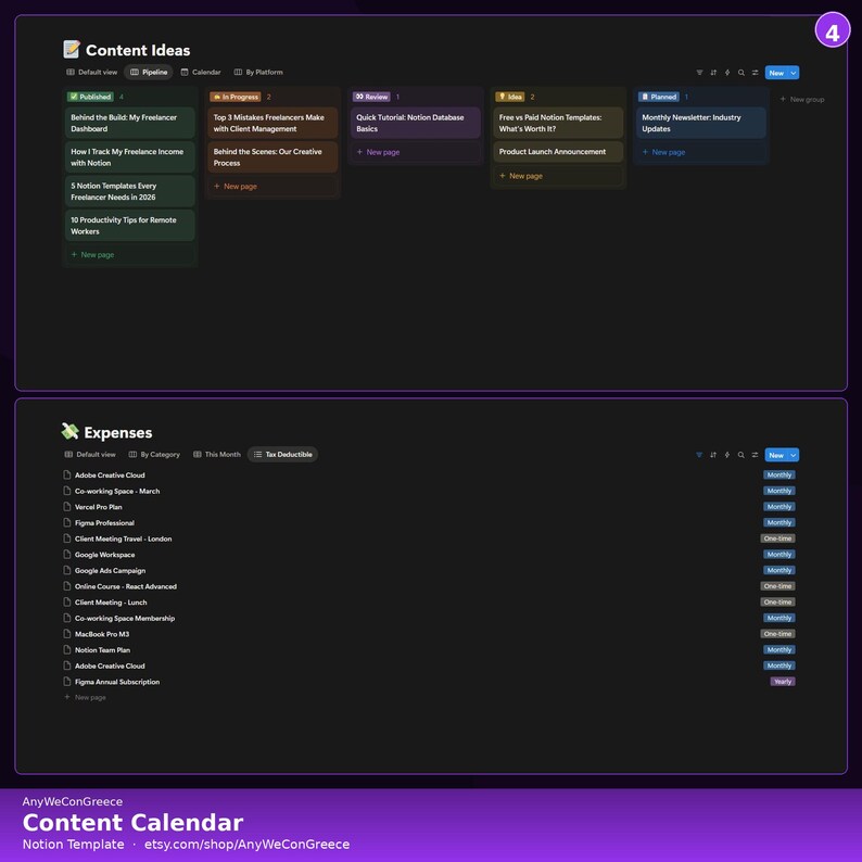 Notion Content Calendar Template | Social Media Planner | Content ...