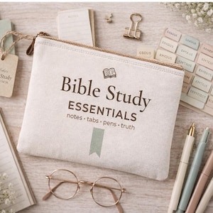Bible Study Essentials Pouch, Christian Zipper Bag, Faith Organizer