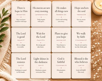 12 tarjetas con versículos bíblicos cristianos / Juego de afirmaciones con versículos bíblicos de aliento