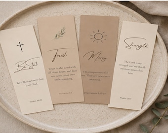 Neutral Scripture Bookmark Set | Bible Verse, Faith, Christian Reader Gift