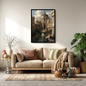 Majestic Baroque Architecture, Grand Historic Palace Canvas, Ornate Dome Wall Art, Luxurious European Building, Fountain Garden Canvas image 6