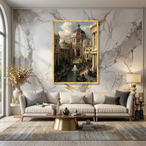 Majestic Baroque Architecture, Grand Historic Palace Canvas, Ornate Dome Wall Art, Luxurious European Building, Fountain Garden Canvas image 2