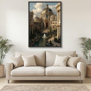 Majestic Baroque Architecture, Grand Historic Palace Canvas, Ornate Dome Wall Art, Luxurious European Building, Fountain Garden Canvas image 3