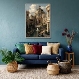 Majestic Baroque Architecture, Grand Historic Palace Canvas, Ornate Dome Wall Art, Luxurious European Building, Fountain Garden Canvas image 5
