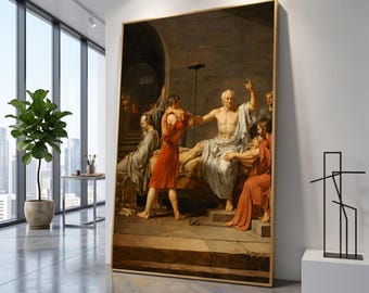 The Death of Socrates Classical Canvas Wall Art, Historical Print, Ancient Philosophy Decor, Greek Legacy Wall Art, Museum Quality Canvas