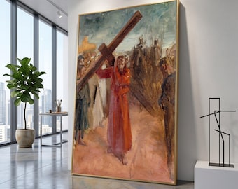 Albert Edelfelt (finnisch, 1854–1905) – Christus trägt das Kreuz (1890–1895), Mariendarstellung, biblische christliche Dekoration