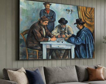 Paul Cézanne; Die Kartenspieler, Wandbild „Männer beim Kartenspielen“, Vintage-Wohndekoration, fertig zum Aufhängen