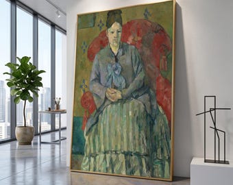 Paul Cézanne; Madame Cézanne in einem roten Sessel – 1877, impressionistischer Kunstdruck, Vintage-Wohndekoration, modernistische figurative Leinwand