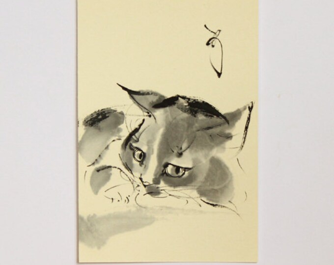 Ink Art Drawing Cat Art Japanese Art Cat Illustration Cat Etsy
