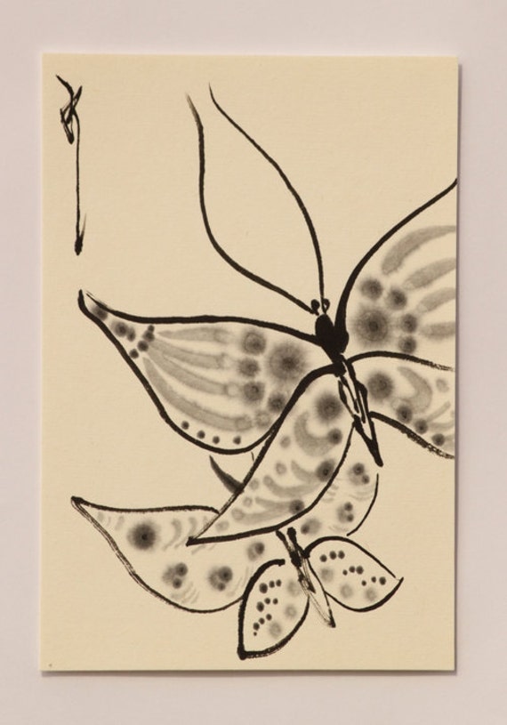 Ink art drawing Butterfly drawing Japanese drawing ink Etsy
