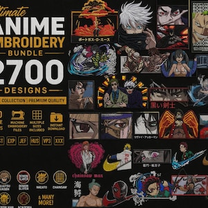 2700+ Anime-broderidesignpaket, maskinbroderifiler Pes Dst Jef Exp, Anime-tröjor, huvtröjor, direktnedladdning