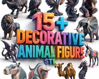 15+ Geometric Animal Figures STL Bundle, Low Poly Modern Decor (Digital Download)