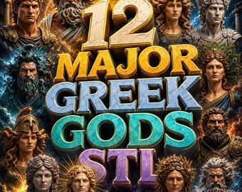 12 Major Greek Gods STL Files, Olympus Miniature Pack, Mythological Statues (Digital Download)