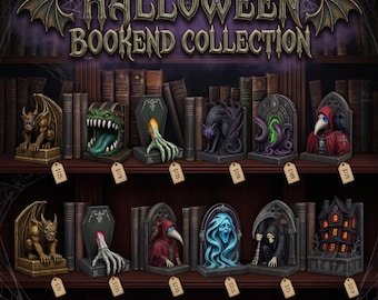 Gothic Horror Bookend Collection – 10 Spooky 3D Print Files (Digital Download)