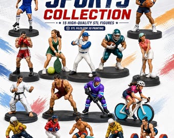 15 Sports Athlete Figures STL Bundle, 3D Printable Miniatures (Digital Download)