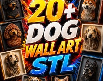 Layered Dog Wall Art STL Files | 20+ Breeds, 3D Shadow Box Effect (Digital Download)