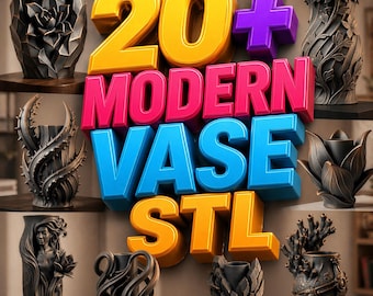 20+ Modern Vase STL Bundle | Abstract Sculptural 3D Printable Files (Digital Download)
