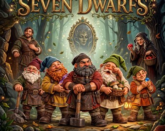 Seven Dwarfs Figurine Collection, STL & 3MF Files for 3D Printing, Digital Download