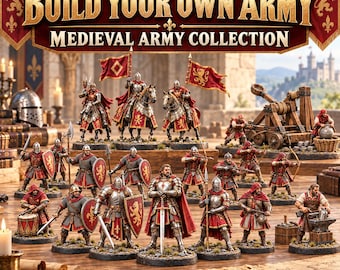 20-Piece Medieval Army 3D Print Bundle | Knights, Cavalry, Siege (STL & 3MF)