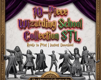 Wizarding School Miniatures Collection STL, 10-Piece 3D Print Figures (Digital Download)