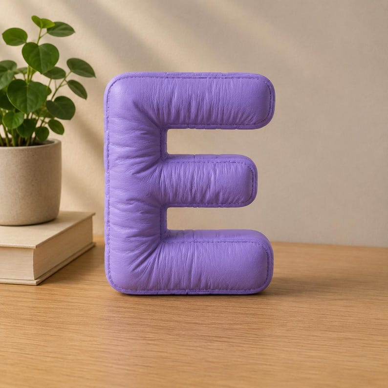 Close-up view of 3D rounded puffy letter STL models for 3D printing. Digital files shown as a colorless mesh to illustrate the 3D printable structure and smooth surface finish.
