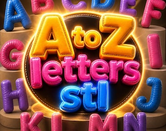3D Puff Alphabet Letters STL Files (A-Z), 3D Typography Digital Download