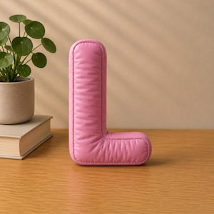 Close-up view of 3D rounded puffy letter STL models for 3D printing. Digital files shown as a colorless mesh to illustrate the 3D printable structure and smooth surface finish.