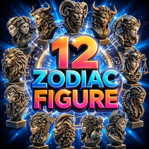 12 Zodiac Figure Busts – Astrology Decor 3D Models Stl (Digital Download)