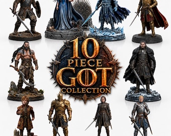 GOT STL Bundle, 10 Printable Miniature Figures, Medieval Character Collection, Digital Download