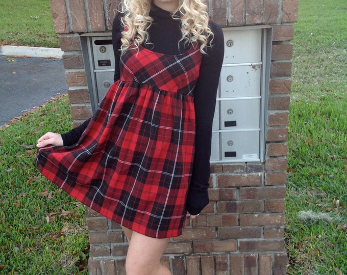 School Girl Jumper Dress Red Plaid Preppy Uniform Jumper Etsy