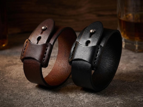 Leather Cuff Bracelet, Wide Leather Wristband, Adjustable Leather Bracelet, Minimalist Wide Leather Wrist Cuff, Classic Leather Cuff