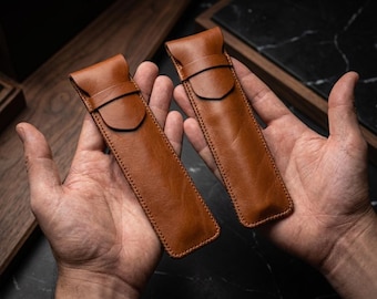 Leather Sleeve For Single Pen, Leather Pen Pouch For Desk, Leather Pen Holder For Traveling, Leather Pen Protector Case, Leather Pen Holder