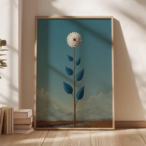 Minimal Surreal Flower Print | Single Stem Botanical Poster