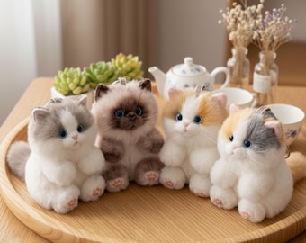 Fluffy Kitten Plush Keychain, Kawaii Cat Charm, Soft Backpack Accessory