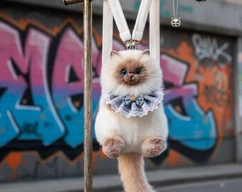 Plush Cat Backpack Purse, Streetwear Harajuku Style Kitty Bag