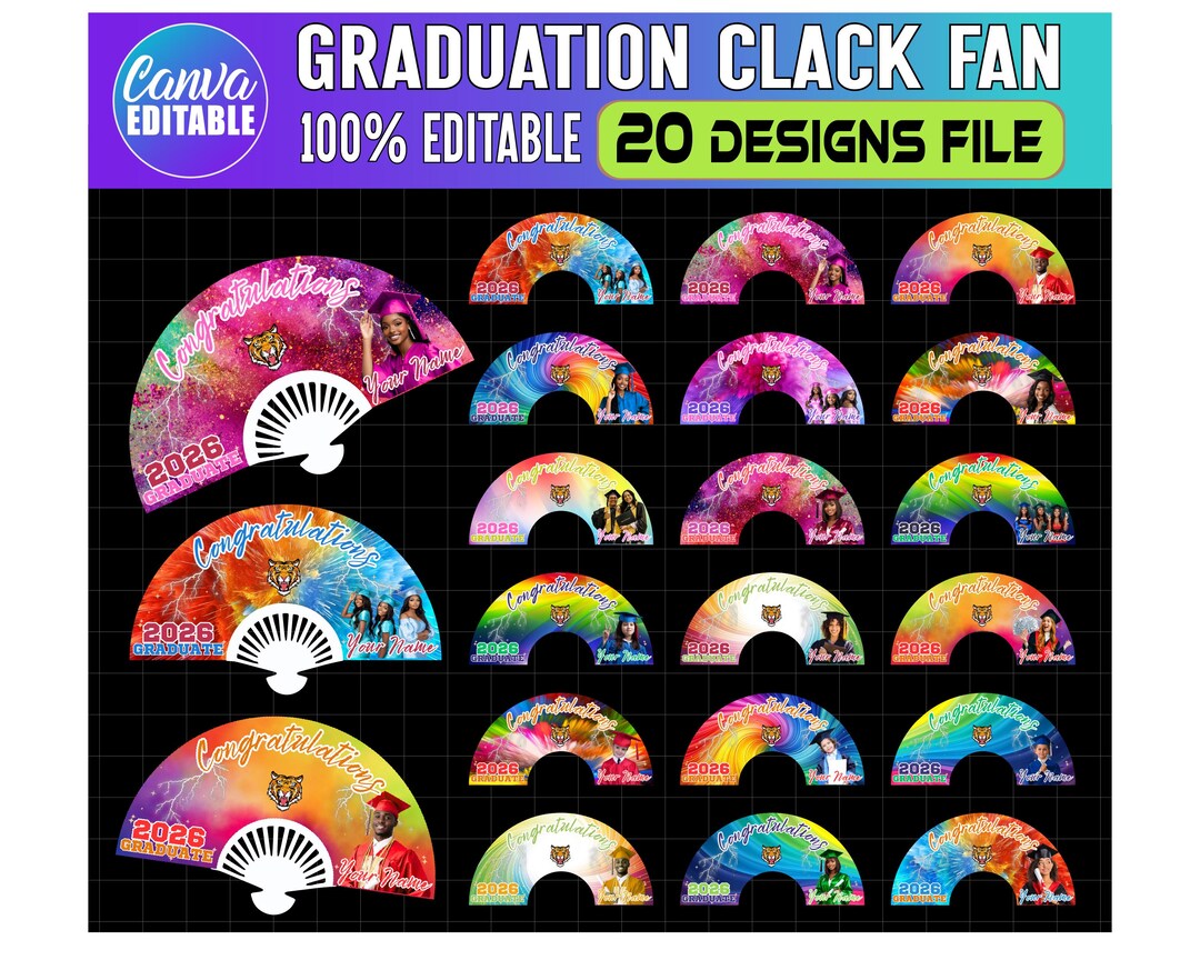 Graduation Clack Fan Canva Editable Template, 2026 Clack Fan Templates ...