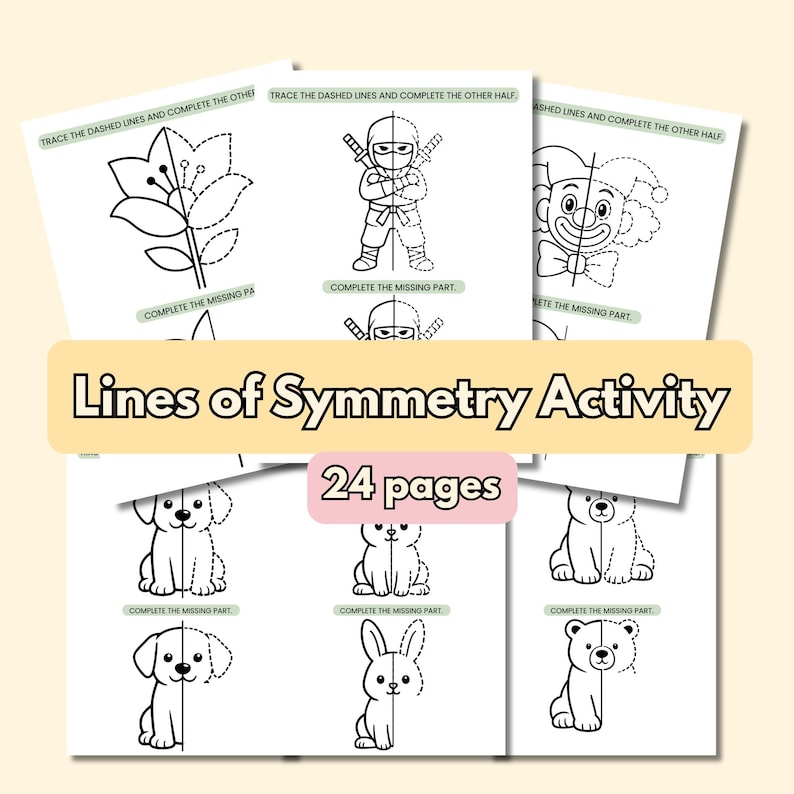 Symmetry Drawing Worksheets Lines of Symmetry Activity Trace & Complete ...