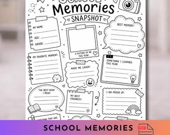 School Memories Snapshot Worksheet | End of Year Kids Activity (PDF Download)