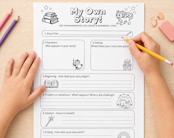 Kids Story Writing Template, Creative Narrative Organizer, Elementary Activity (Digital Download)