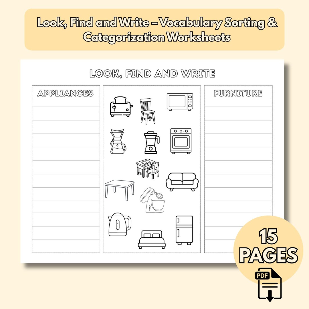 Visual Discrimination Activity – Vocabulary Sorting & Categorization ...