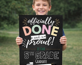 Editable 5th Grade Graduation Poster Sign, Personalized Graduate Party Decor (Instant Download)