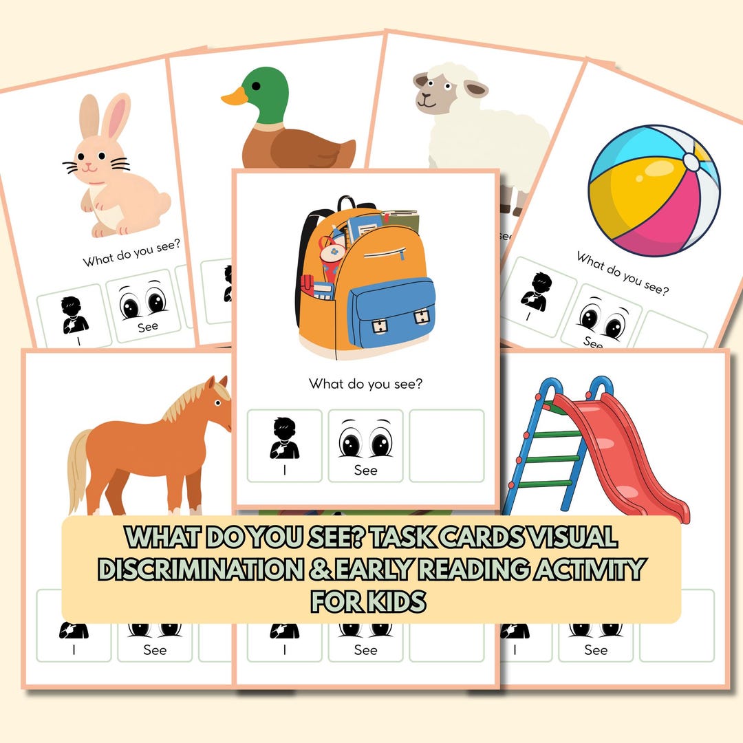 Visual Discrimination Task Cards, Early Literacy Matching Activity ...